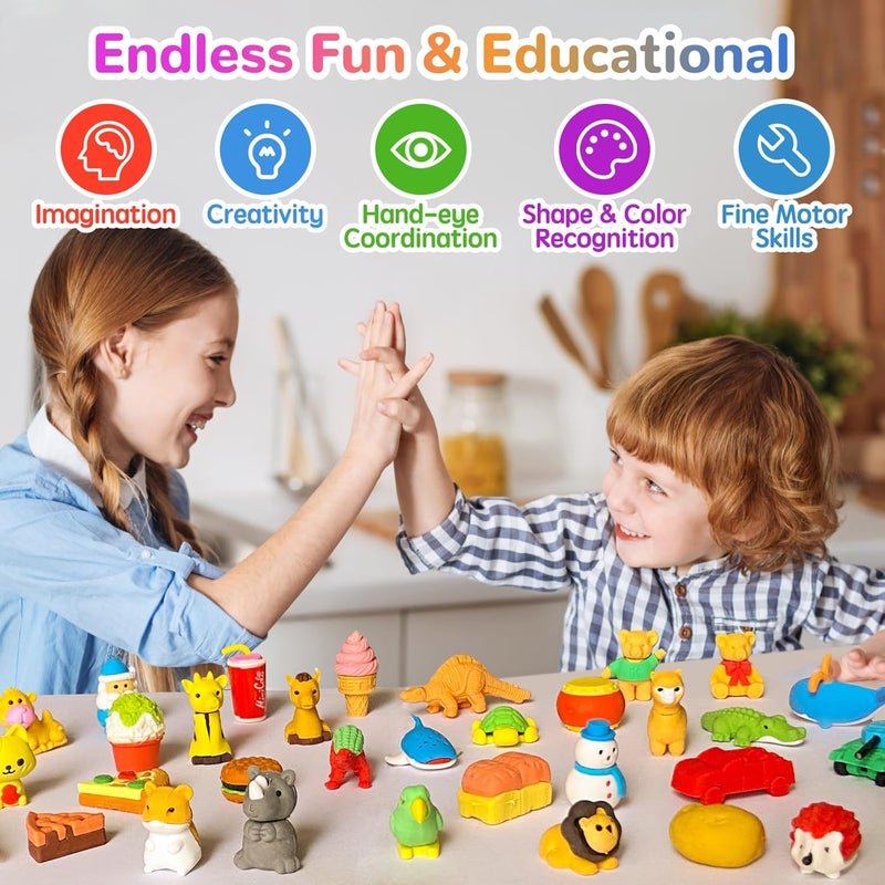 Kaemi 32 Pcs Dinosaur Erasers Desk Pets for Kids Classroom Prizes Fun Cool 3D Puzzle Animal Erasers Bulk Mini Pencil Eraser Pals Toys for Party Favors Treasure Box Goodie Bag Stuffers - Image 5